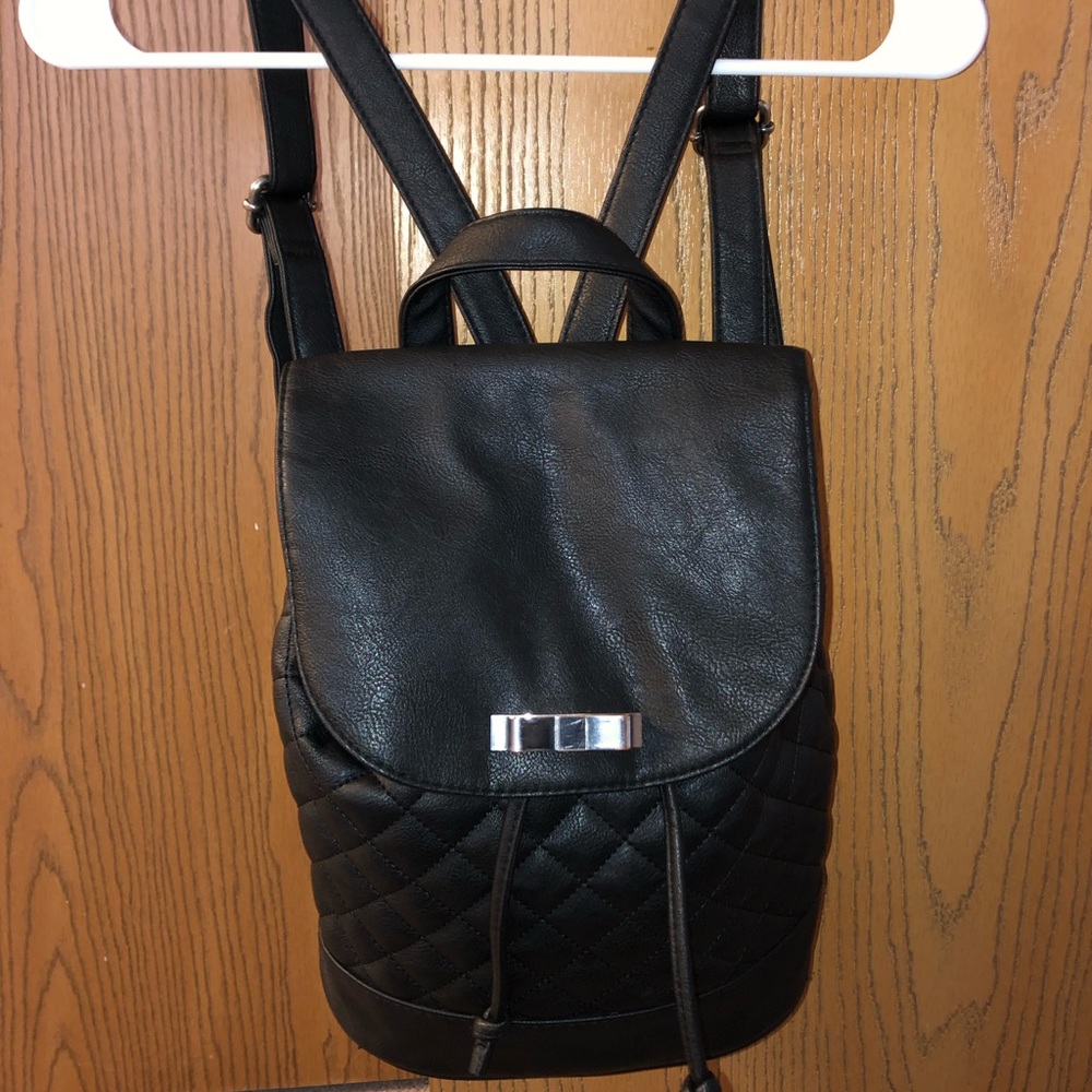 Quilted Black Leather Mini Backpack